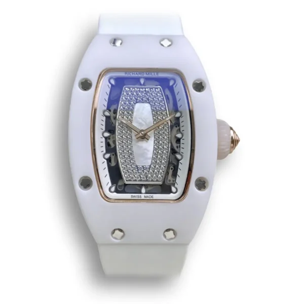 Replica Richard Mille 07-01 Diamond Dial and White Strap