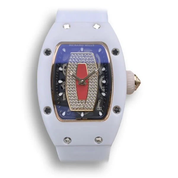 Replica Richard Mille 07-01 Diamond Dial and White Strap