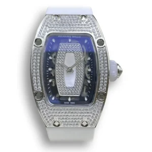 Replica Richard Mille 07-01 Diamond Case with a White Strap