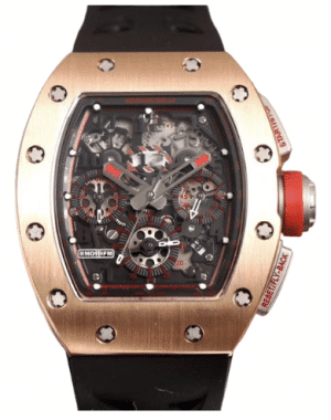 Superclone Richard Mille 011-03 flyback rose gold and black strap