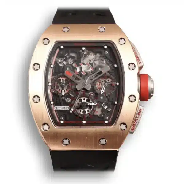 Superclone Richard Mille 011-03 flyback rose gold and black strap