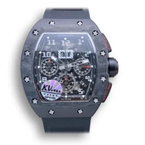 Replica Richard Mille 011 Carbon Fiber Black Rubber Strap