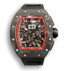 Replica Richard Mille 011-03 Carbon Fiber Case and Black Strap