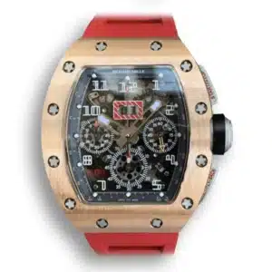 Replica Richard Mille 011 Rose Gold and Red Strap