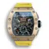 Replica Richard Mille-011 Rose Gold Rubber and Yellow Strap