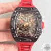 Replica Richard Mille 011 Forged Carbon Red Rubber Strap and Black Case