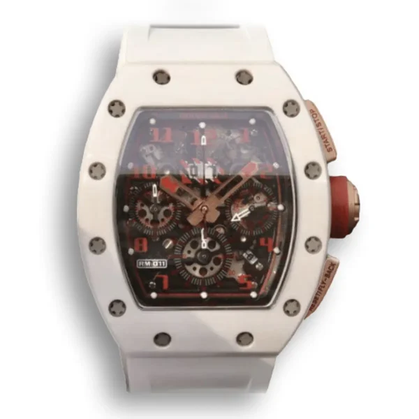 Super clone RM 011 Swiss ETA7750 Crystal Dial With Red Paint On Marker