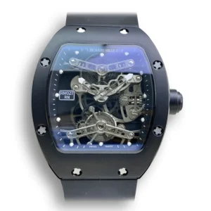 Replica Richard Mille 27 Transparent Black Dial with Black Strap