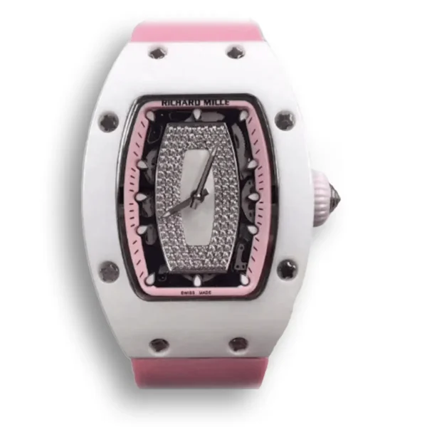 Replica Richard Mille 07-01 Red Dial with Diamonds and Pink Strap