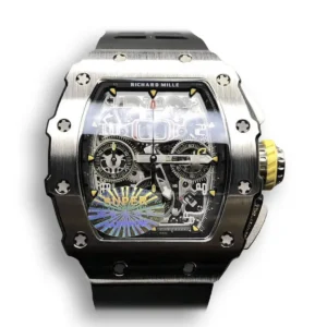 Réplique Richard Mille 011-03 Boîtier en titane Bracelet en caoutchouc