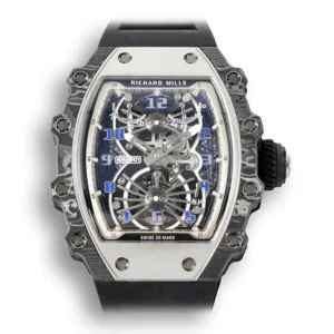 Super clone RM 21-01 Tourbillon Skeleton Dial Black Strap