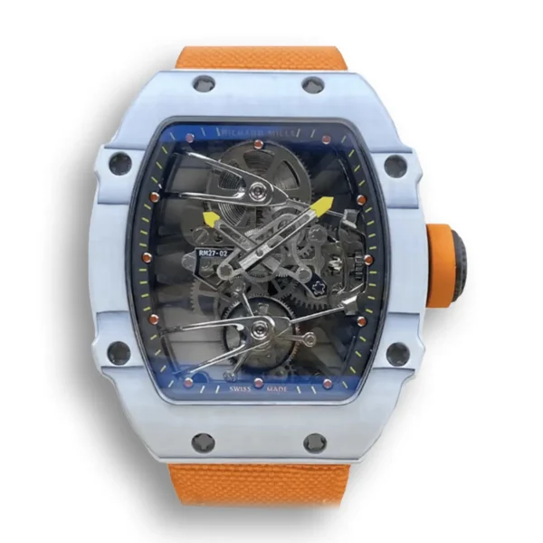 Super clone RM 27-02 Skeleton Tourbillon Orange Strap