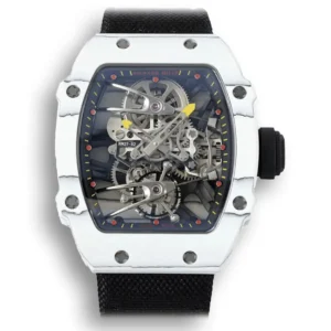 Replica Richard Mille 27-02 Rafael Nadal Tourbillon Black Strap and White Case