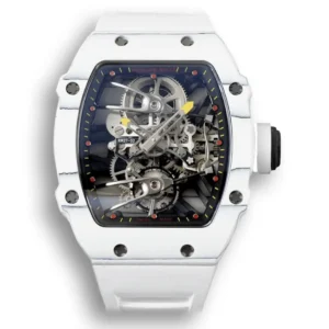 Replica Richard Mille 27-02 Rafael Nadal Tourbillon Fiber Case and White Strap