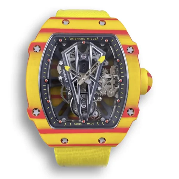 Superclone Richard Mille 27-03 Rafael Nadal Tourbillon with Yellow Strap