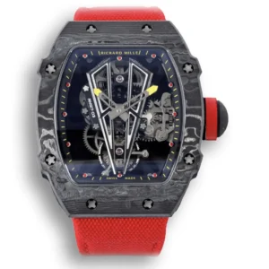 Replica Richard Mille 27-03 Rafael Nadal Tourbillon with Red Strap and Black Case