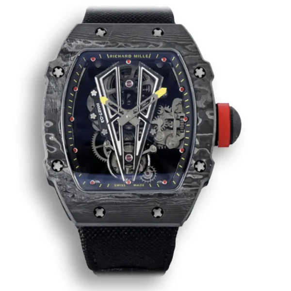 Superclone Richard Mille 27-03 Rafael Nadal Tourbillon Skeleton Dial with Black Case and Black Strap