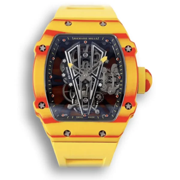 Superclone Richard Mille 27-03 Rafael Nadal Tourbillon with a Yellow Rubber Strap