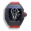 Superclone Richard Mille 27-03 Tourbillon Black Carbon Fiber Case and Red Strap