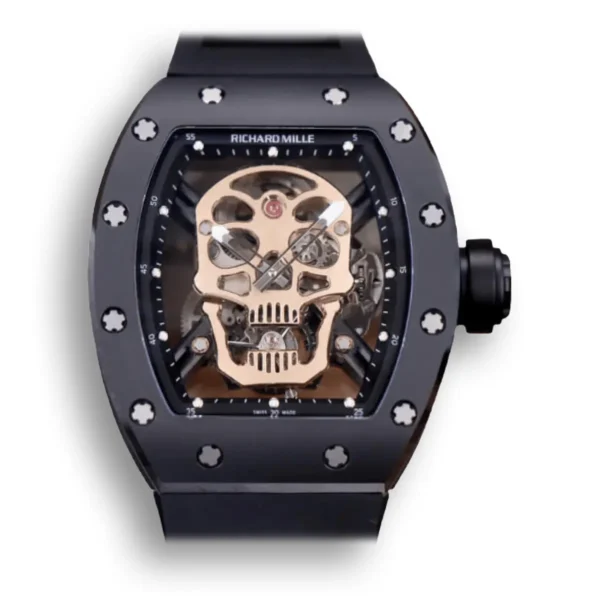 Super clone RM 52-01 Tourbillon Rose Gold Skull Dial