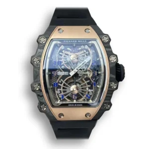 Superclone Richard Mille 21-01 Tourbillon Skeleton Dial and Black Strap