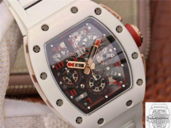 Photo 4 - RM 011 Replica RM 011 Swiss ETA7750 Crystal Dial With Red Paint On Marker