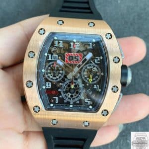 Super clone Richard Mille RM 011 Rose gold ruber black