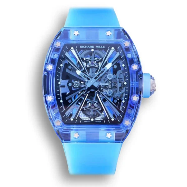 Replica Richard Mille 12-01 Transparent Version Case Blue Strap