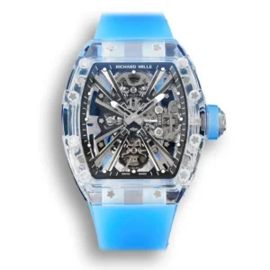 Replica Richard Mille 12-01 Tourbillon Transparent Version with a Blue Strap