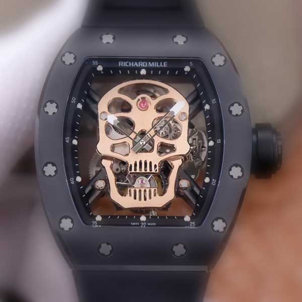The first impression of the Replica RM 52-01 Tourbillon Rose Gold Skull Dial is simply awe-inspiring.