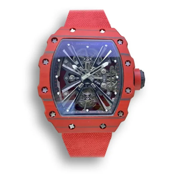 Replica Richard Mille RM12-01 Tourbillon 1:1 Best Edition RM Factory Red Carbon Fiber Case