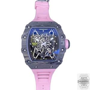 RM35-02 Best Edition T+ Factory NTPT Carbon Fiber Pink Rubber Strap