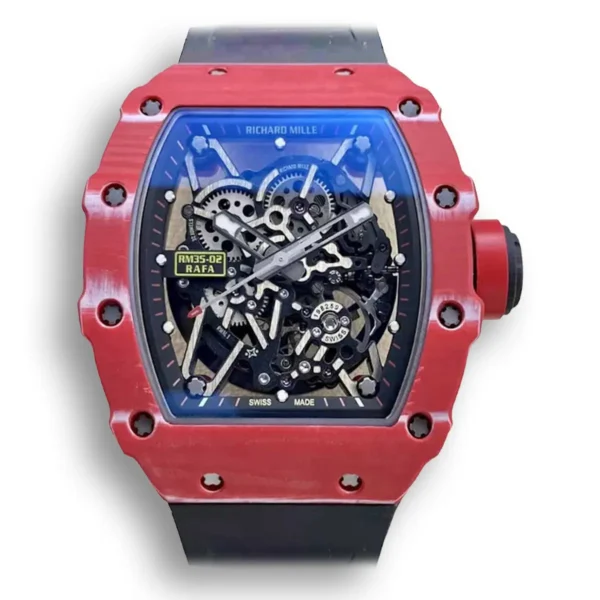 RM35-02 Best Edition T+ Factory Red Carbon Fiber NTPT Case Black Strap