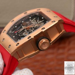 Replica Richard Mille RM035 Americas KV Factory Best Edition Rose Gold Red Strap