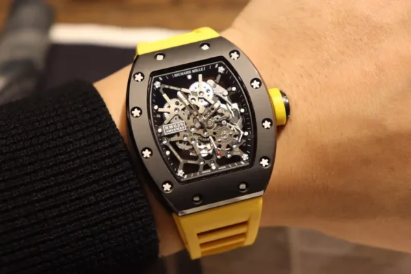 Replica Richard Mille RM035 BB Factory Yellow Rubber Strap - Image 4