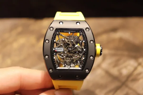 Replica Richard Mille RM035 BB Factory Yellow Rubber Strap - Image 8