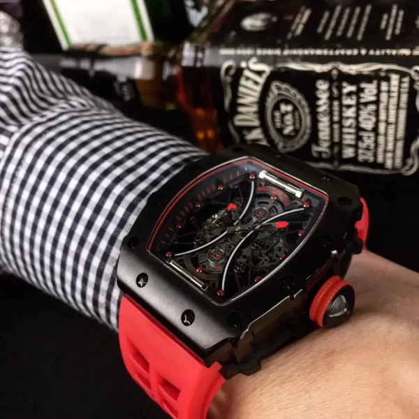 Replica RM 53-01 Case Black Carbon Strap Rubber Red - Image 3