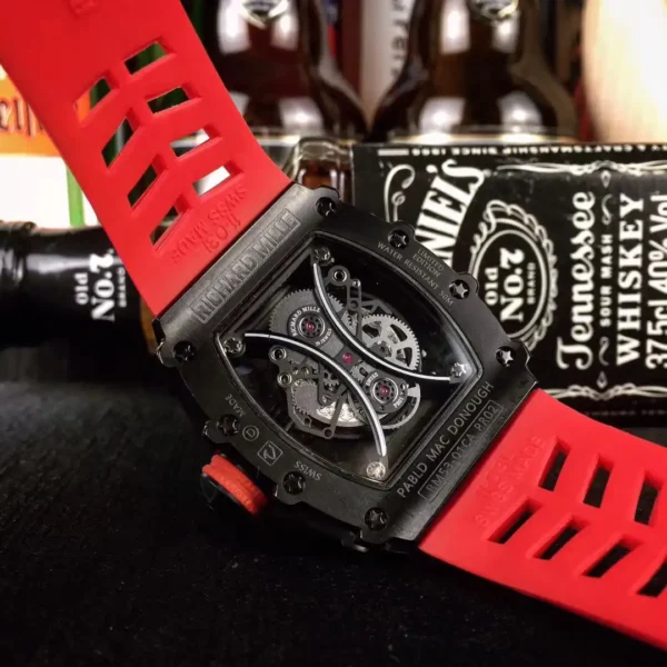 Replica RM 53-01 Case Black Carbon Strap Rubber Red - Image 6