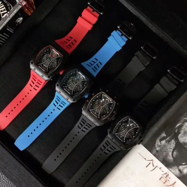 Replica RM 53-01 Case Black Carbon Strap Rubber Red - Image 10