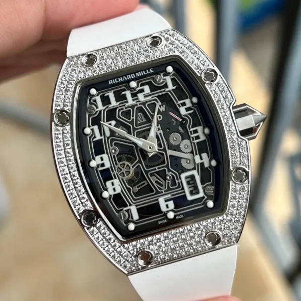 Photo 4 - New Models Replica RM 67-01 Titanium Diamonds White Strap