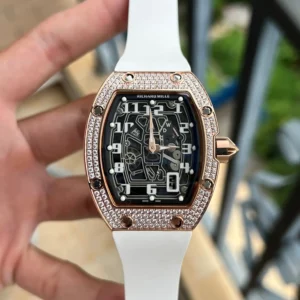 Photo 2 - New Models Replica RM 67-01 Rose Gold Diamonds White Strap