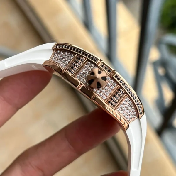 Photo 5 - New Models Replica RM 67-01 Rose Gold Diamonds White Strap