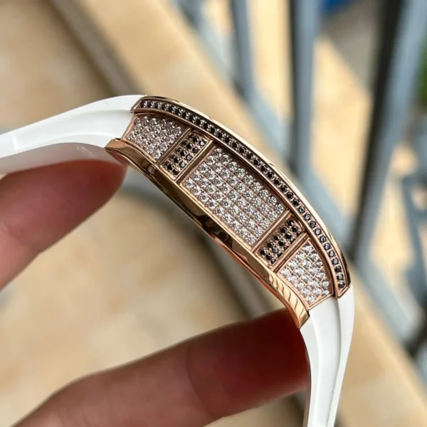 Photo 6 - New Models Replica RM 67-01 Rose Gold Diamonds White Strap