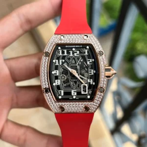 Photo 10 - New Models Replica RM 67-01 Rose Gold Diamonds Red Strap