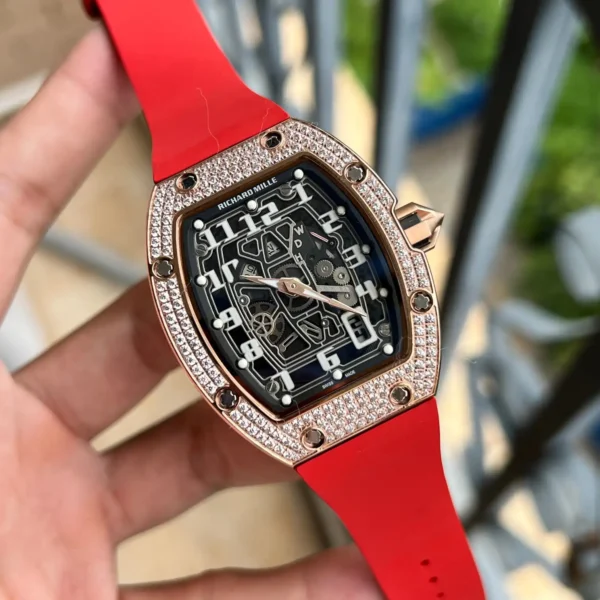 Photo 2 - New Models Replica RM 67-01 Rose Gold Diamonds Red Strap