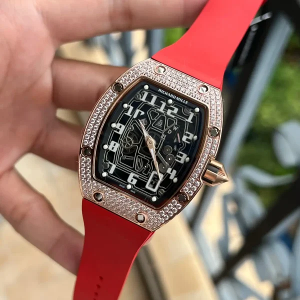 Photo 3 - New Models Replica RM 67-01 Rose Gold Diamonds Red Strap