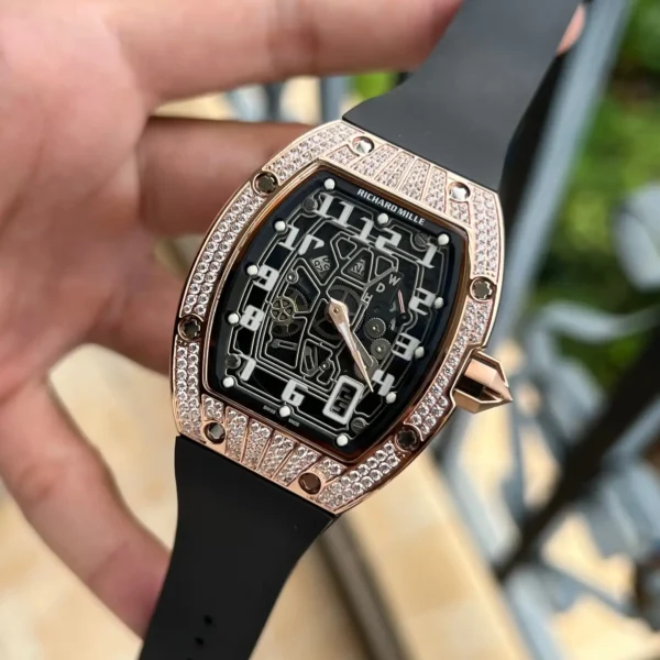 Photo 3 - New Models Replica RM 67-01 Rose Gold Diamonds Black Strap