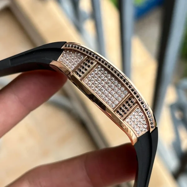 Photo 5 - New Models Replica RM 67-01 Rose Gold Diamonds Black Strap