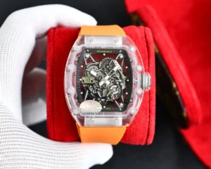 תמונה 2 - דגמים חדשים העתק Richard Mille RM35-02 מארז שקוף כתום רצועה