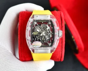 תמונה 4 - דגמים חדשים העתק Richard Mille RM35-02 מארז שקוף רצועה צהובה